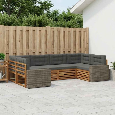 vidaXL Outdoor-Sofagarnitur mit Kissen 6 pcs Natur und Anthrazit (1/5)
