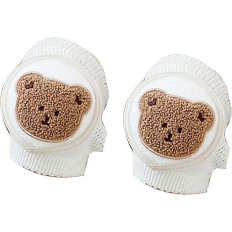 Baby-Knieschoner aus reiner Baumwolle, weich, bequem, dünn, elastisch, verstellbar, rutschfest, Krabbelhilfe für Babys, flauschiger Bär (1/5)