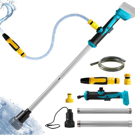 Pompe à eau sans fil, 1400 GPH, pompe de puisage portable sans balais avec raccord 3/4 pouce pour piscine, jardin et étang (Piles non fournies) (1/5)