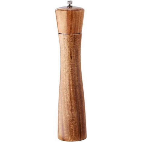 Moulin à poivre et à sel en bois de 25 cm, élégant moulin en céramique réglable, moulin à épices manuel, marron FDQ (1/5)