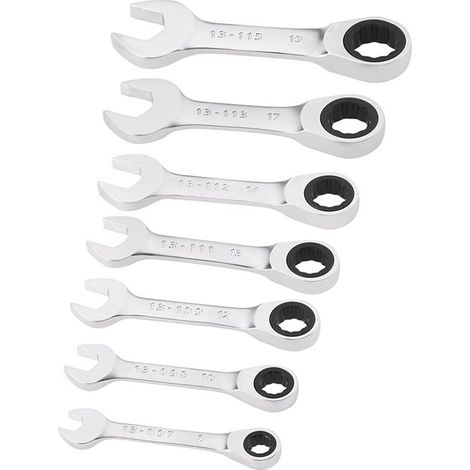 Stanley - FatMax FMMT82900-0 - Juego de 7 llaves de carraca extra cortas Fatmax, gris