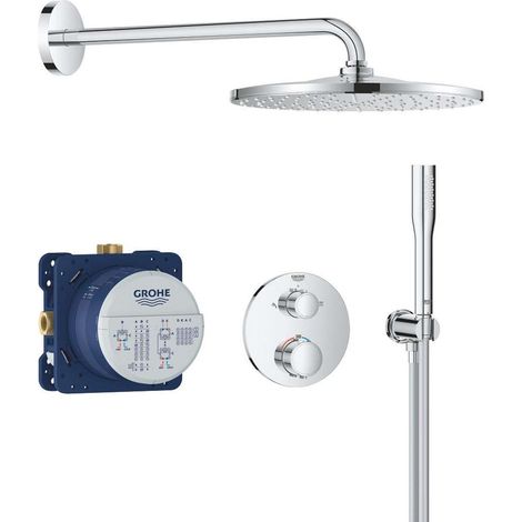 Grohe – Douche encastrée Vitalio Rain Mono 310 – Pommeau 310mm – Mitigeur thermostatique 2 sorties – Flexible 1500mm – 34880000