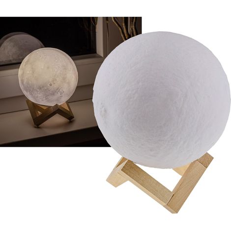 Tischleuchte Dekoleuchte Mond 3D Ø 15cm Tischlampe mit Beleuchtung - Akku Touch Dekolicht (1/5)