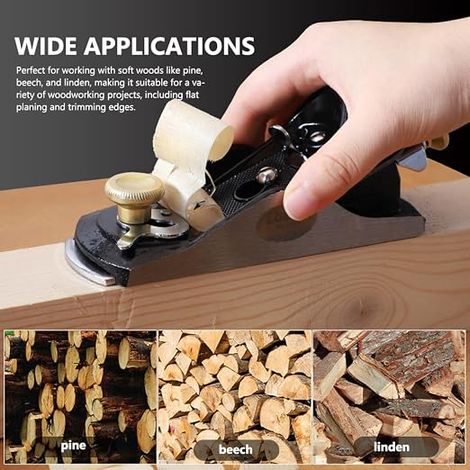 Mini rabotage de bois, rabotage réglable avec lame en acier T10, rabotage de bois, rabotage de table lisse et rabotage engagé pour montage de porte bricolage (1/3)