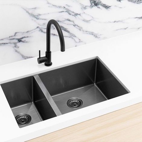 Scott & James 1.5 Bowl Undermount Sink Left Hand Small Bowl 590 x 440 mm - Gunmetal Grey - GFS0066 (1/2)