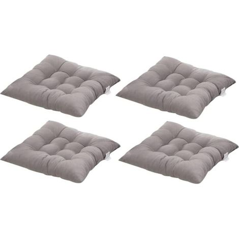 4 Coussins de Chaises Carrés 40x40 Coussins de Siège Décoration Maison Coussin Mat Matelassée,Confortable et coloré - Idéal pour intérieur et extérieur (4 Gris) NPTERBL (1/5)