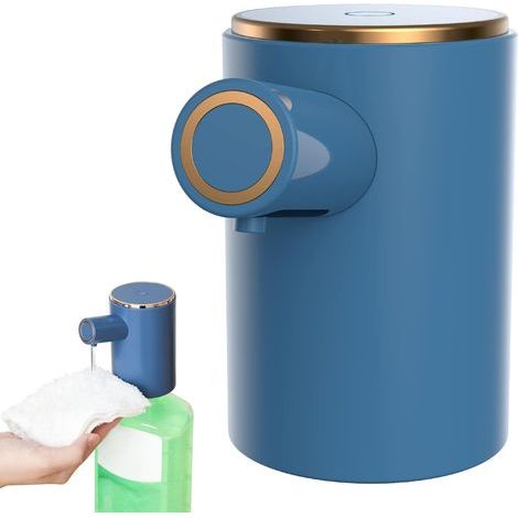 Distributeur de Savon Automatique avec Capteur Infrarouge,Chargement USB Distributeur Savon Liquide, Étache IPX4 Distributeur Savon Mousse pour Salle de Bain, Cuisine, Hôtel (Bleu) (1/5)