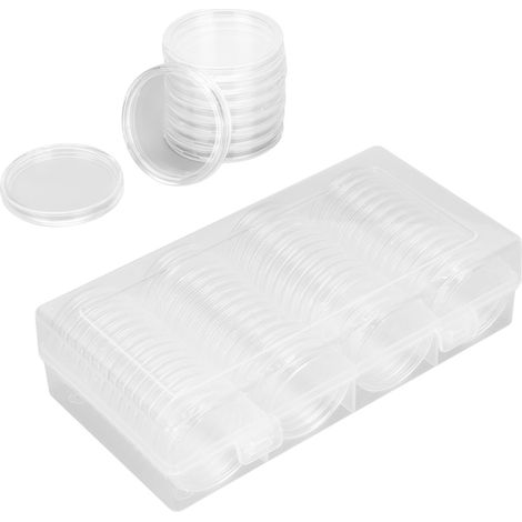 Lot de 60 boîtes rondes avec sachets à bulles + coffret de rangement pour pièces d'argent, aigle, Statue de la Liberté, collection de monnaies (1/5)