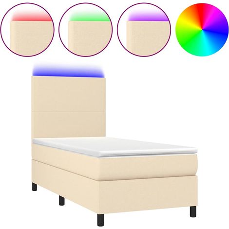 Maison Exclusive - Boxspringbett mit Matratze & LED Creme 90x200 (1/5)