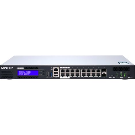 QNAP QGD-1600P Managed Gigabit Ethernet (10/100/1000) Power over Ethernet (PoE) 1U Schwarz, Grau (1/3)