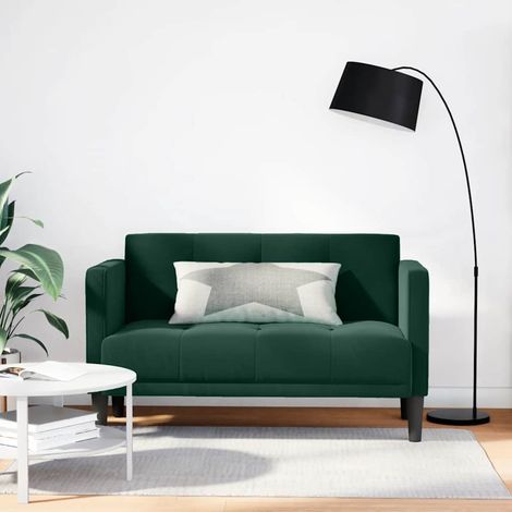Canapé 2 places en velours vert foncé, 124 x 67 x 74,5 cm - PANGIVO (1/5)