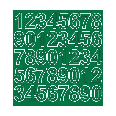 Pegatinas autoadhesivas con números de 3,5 cm, color verde mate.