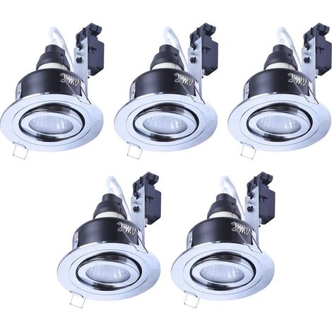Litecraft Recessed Downlights Tiltable Bathroom IP65 Spotlights In Chrome - 5 Pack