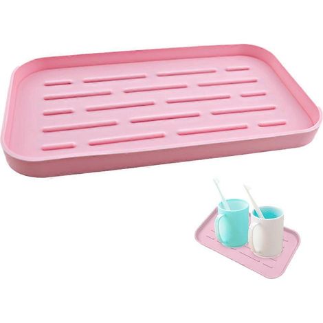 Porte-éponge pour évier de cuisine, plateau en silicone pour éponge d'évier, distributeur de savon, lave-vaisselle rose (1/5)