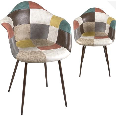 Pied de fauteuil Novo Patchwork en métal – Lot de 2 (Marron) (1/5)