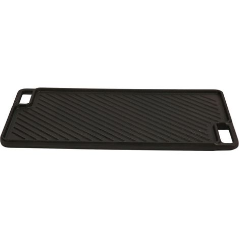 Plaque de cuisson rectangulaire double face en fonte, idéale pour le barbecue et une utilisation en extérieur. (1/5)
