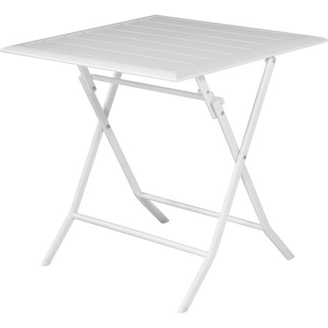 Tavolo da giardino con struttura pieghevole in alluminio bianco a doghe (1/3)