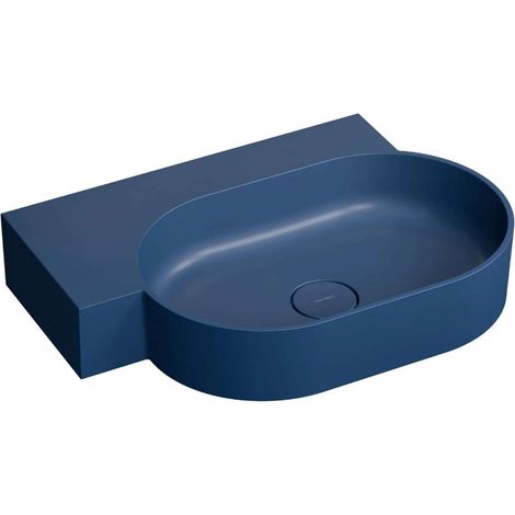 OMNIRES Ovo M+ - Waschbecken 65 x 45 cm, ohne Überlauf, ohne Armaturenloch, links, mattblau OVO645UWLMB (1/5)
