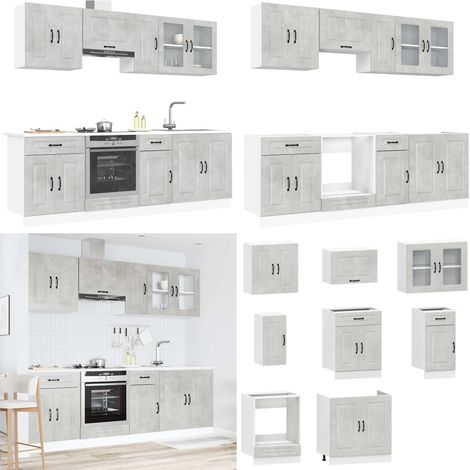 vidaXL 8-tlg. Küchenschrank-Set Kalmar Betongrau Holzwerkstoff (1/5)