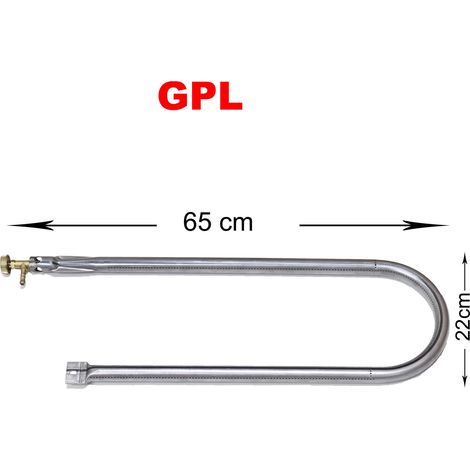 Bruciatore a gas Gpl Metano per barbecue pietra ollare piastra ghisa scegli la misura e il rubinetto : 65x22 cm GPL