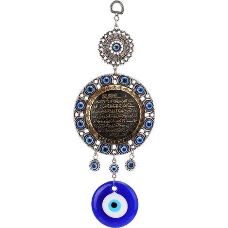Wandamulett aus Glas und Metall, Symbol des bösen Blicks, Schutz für Zuhause, handgefertigt, türkischer Glücksbringer, florales Muster