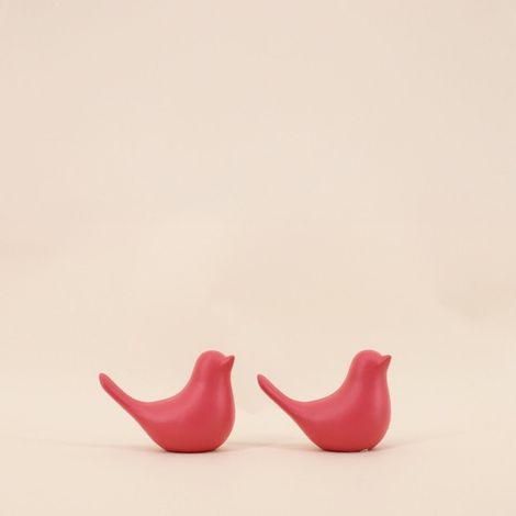 Couple de 2 oiseaux céramique 11x8cm