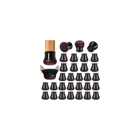 Set di 32 protezioni per gambe di sedia, cuscinetti in silicone con feltro ispessito, neri, cuscinetti piccoli per sedie, protezioni per pavimenti, riducono i graffi