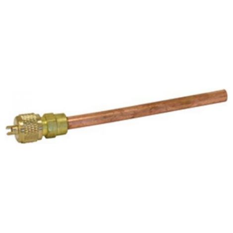 Válvula de Carga Obús 1/4" SAE  Tubo de Cobre 6x150mm para Soldar  Acceso Servicio Gas Refrigerante  Alta Calidad