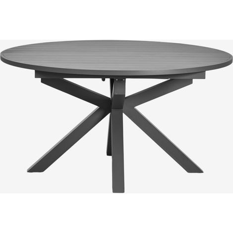 SKLUM Ausziehbarer runder Esstisch 145-200x145 cm aus Barces Aluminium Grau Graphit                                  
