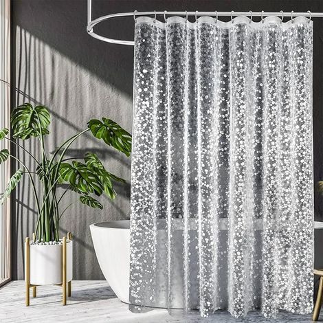 Rideau Douche Anti-Moisissure - 1 pièce, Rideau Douche Anti-Moisissure Imperméable 180x200cm - Motif Galets, Pour Baignoire (1/5)