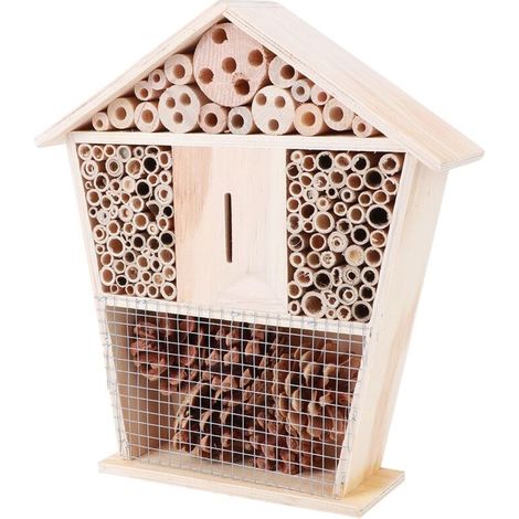 Insect House pour Jardin - Maison en Bois Pine pour Abeilles et Insectes - Dimensions 25x22x6.5cm - Décor Nature et Observation Éducative (1/4)