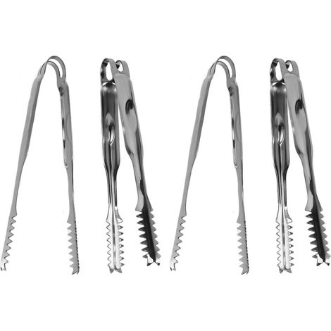 10-teiliges Set aus Edelstahl-Eis- und Speisezangen, leicht zu reinigen, stabiler Griff, vielseitig einsetzbar für Partys, Küche, Grill und Bar, 22,8 cm (1/5)
