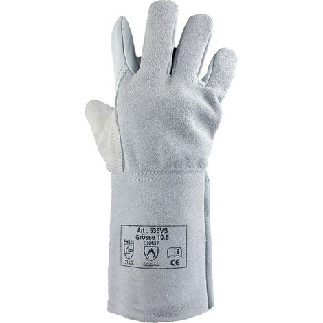 Guantes para soldar talla 10.5 color natural flor vacuno / serraje 12 PA (Por 12)
