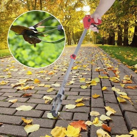 Outil de ramassage de déchets pliable, bâton de ramassage de poubelle léger, pince à griffes pour ramasseur de déchets de feuilles de jardin et personnes âgées (poignée rouge) (1/5)