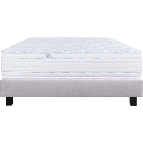 Ensemble Matelas Thermotec (24 cm) mousses haute densité, ferme, face été/hiver + Sommier gris (20cm), 90x190cm (1/5)