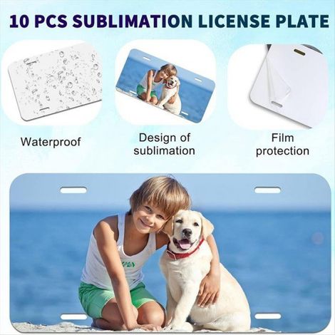 Paquet de 10 Vierges de Plaque D'Immatriculation par Sublimation, Épaisseur 0,65 Mm, Feuille de Transfert Thermique, Bricolage (1/5)