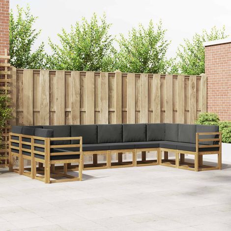 vidaXL Outdoor-Sofagarnitur mit Kissen 10 pcs Weiß und Anthrazit (1/5)