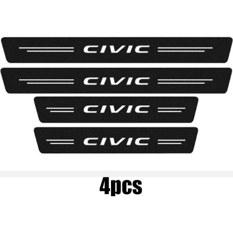 (4 pièces) Protections de seuil de porte,de coffre et de pare-chocs de voiture,autocollants anti-rayures pour Honda Civic Logo 2023,bandes de seuil de pédale de porte en fibre de carbone (1/3)