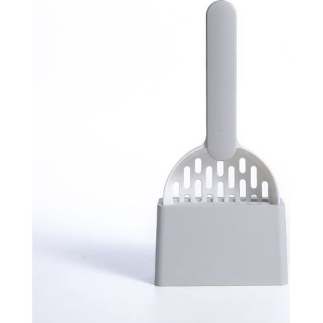 Chat Litière Scoop Pooper Scoopers Animaux Litière Sable Pelle Scoop Avec Support Pet Merde Artefact Chiens Pelle Pet Cleanning Outil(blanc + gris) (1/5)