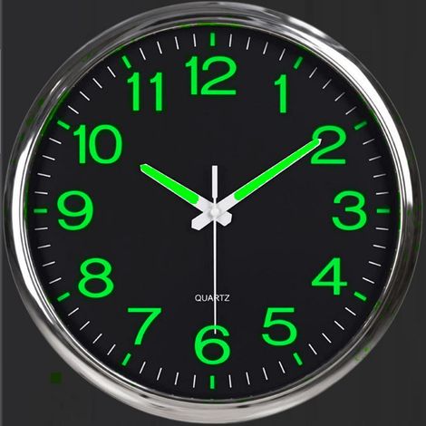 Horloge Murale Lumineuse 30 cm, Silencieuse Non-Tic Tac, Quartz, Grands Chiffres et Aiguilles Phosphorescents, Lisibilité Jour et Nuit, Design Moderne (1/5)