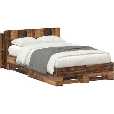 Cadre de lit avec rangement, bois antique, 120 x 190 cm (1/5)