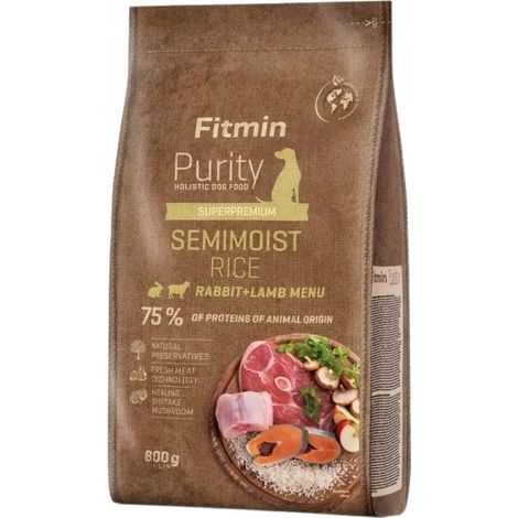 Cibo secco per cani FITMIN PURITY SEMIMOIST RICE CONIGLIO AGNELLO 800 g (1/3)