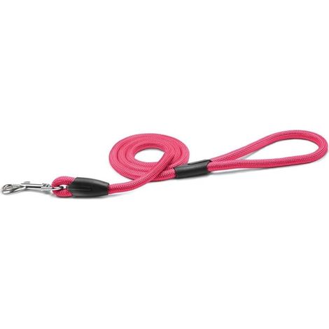 Laisse Tubulaire pour Chien en Nylon Souple et résistant avec détails en Plastique - Mousqueton en métal - Taille M - 1,8 cm x 150 cm - Rose (1/2)