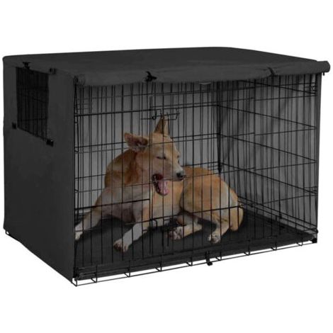 QORVA-Bache De Protection Exterieur Cage Chien, Imperméable, Ddurable Et Légère, Coupe-Vent - Housse Protection Cage Chien pour L'intérieur Et L'extérieur, Noir(94X61X63.5cm)
