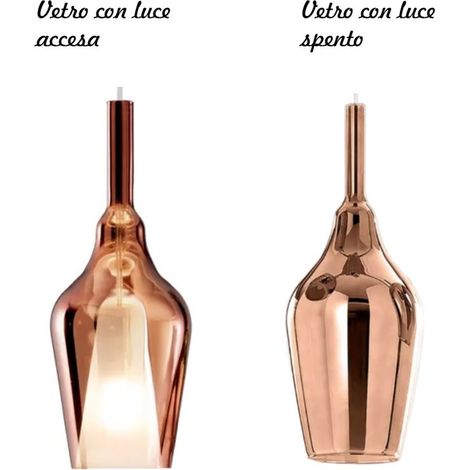 Lampadario moderno gea luce ofelia mini s12 g9 led metallo vetro sospensione, vetro rame specchiato