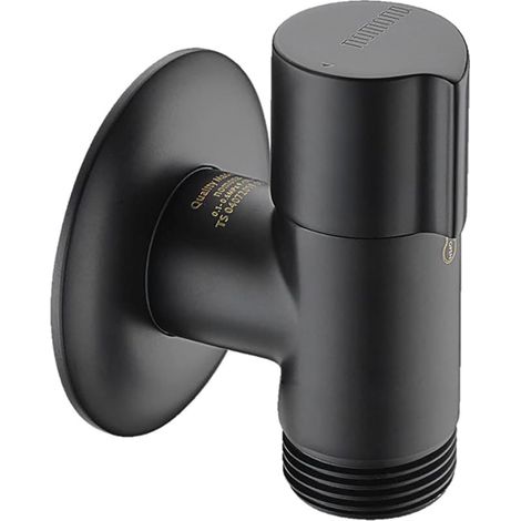 Valve d'appareil pour lave-vaisselle, vanne d'angle murale pour lave-vaisselle, raccordement d'eau G1/2" vers G3/4" (Noir mat) (1/5)