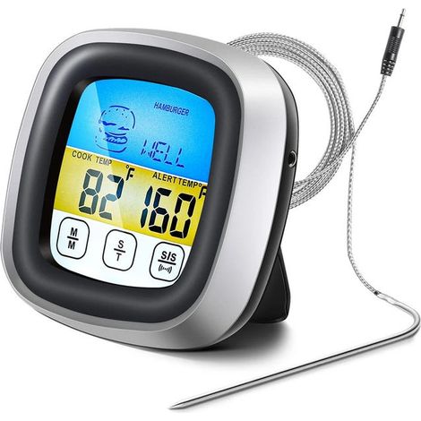 Digital meat thermometer for oven, barbecue, kitchen, food cooking with 1 probe and timer, LCD screen (1/5)