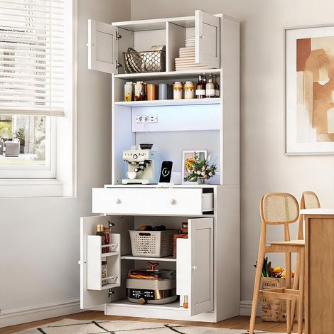 Buffet coloris blanc en MDF 72 x 40 x 180 cm (1/5)