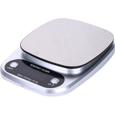 Balanza de cocina digital de acero inoxidable – Capacidad 10 kg – Precisión 1 g – Pantalla LCD impermeable – Fácil de limpiar y usar (1/5)