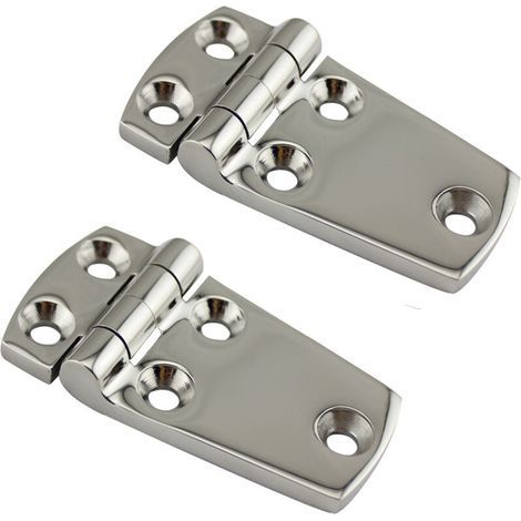 Accessori per cerniere per porte in acciaio inox – versione rinforzata per barche, armadi, piattaforme – settore nautico, garage, 2 pezzi, 38 mm x 70 mm (1/5)